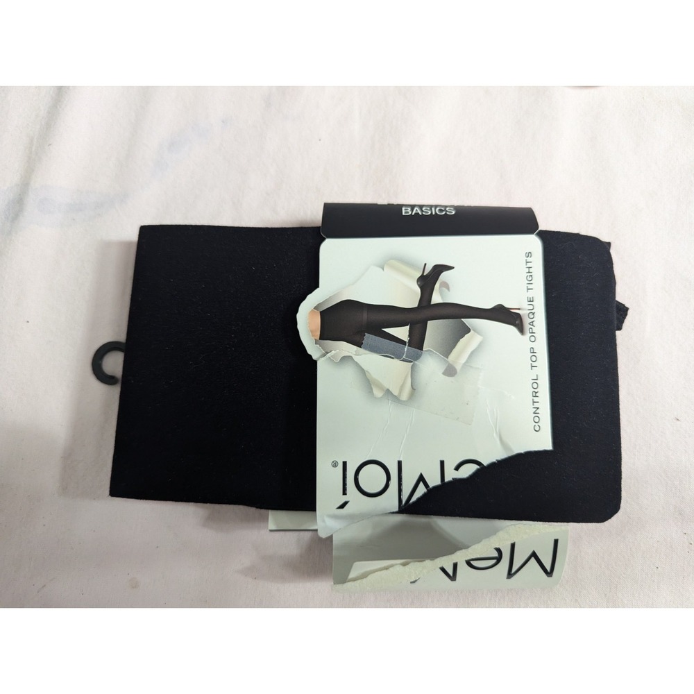 1 Pair MeMoi Control Top‎ Black opaque tights womens M/L NEW